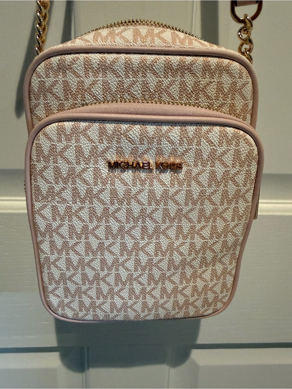 Michael Kors Blush Logo Crossbody Bag with Gold Hardware
